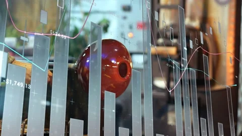 Gloved artisan lifting blowpipe, rotating red orb, smoothing to finish as data Stock Footage 333894602