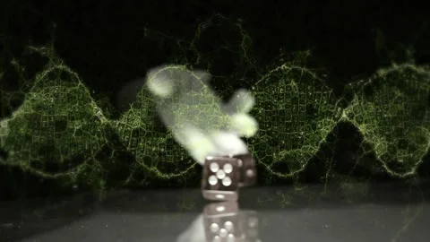 Gloved hand coming opening and dropping two dice rolling bouncing settling Stock Footage 328384258