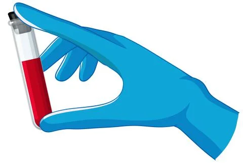 Gloved Hand Holding Blood Sample Test Tube イラスト素材