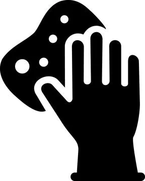 Gloved hand holding sponge icon for washing Ilustración de archivo