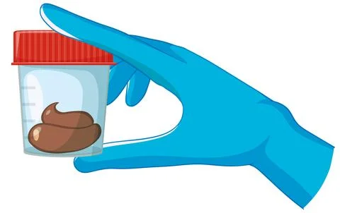 Gloved Hand Holding Stool Sample Container Stock Illustration
