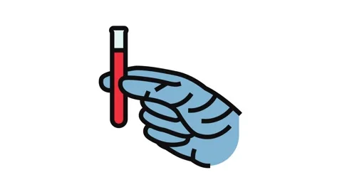 Gloved hand holding toxic sample chemical pollution color icon animation Stock Footage 326115279