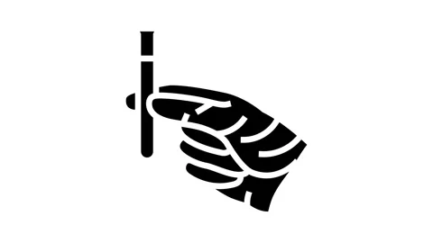 Gloved hand holding toxic sample chemical pollution glyph icon animation Stock Footage 326141034