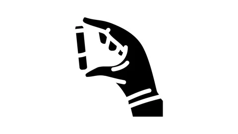 Gloved hand holding toxic sample chemical pollution glyph icon animation Stock Footage 326729326