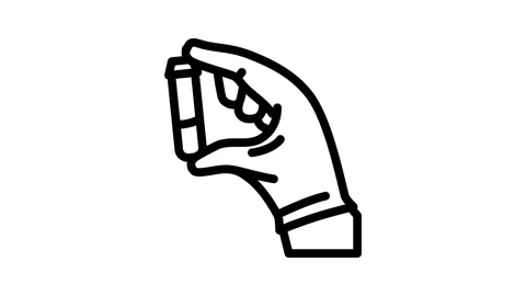 Gloved hand holding toxic sample chemical pollution line icon animation Stock Footage 326748253