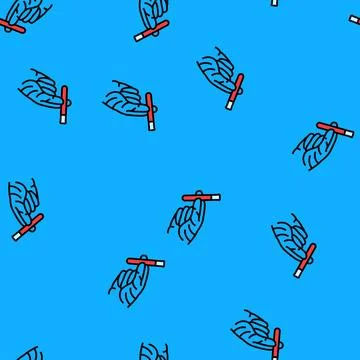 Gloved hand holding toxic sample chemical pollution vector seamless pattern Illustrazione stock
