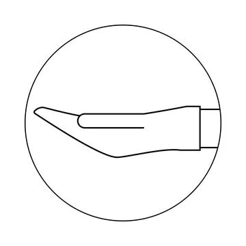 Gloved hand. Round icon. Vector clipart. Outline illustration. Stock Illustration