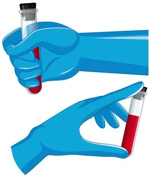 Gloved Hands Holding Blood Sample Test Tubes Stock Illustration