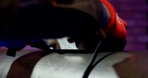 Gloved Hands Mounting Sensor Block on Steel Pipe, Industrial Inspection Setup Stock Footage 340360288