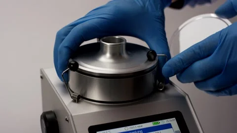Gloved Hands Operating Laboratory Device, Measurement Instrument, Close Up Shot Stock-Footage 341505618