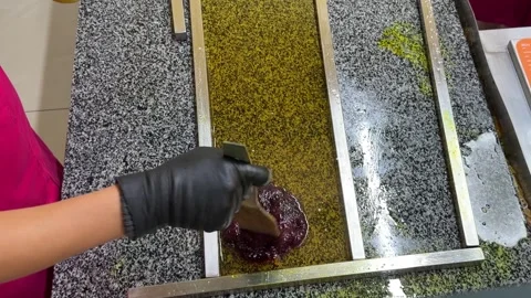 Gloved Hands Shaping Hot Candy Mass Vídeo Stock 342514877