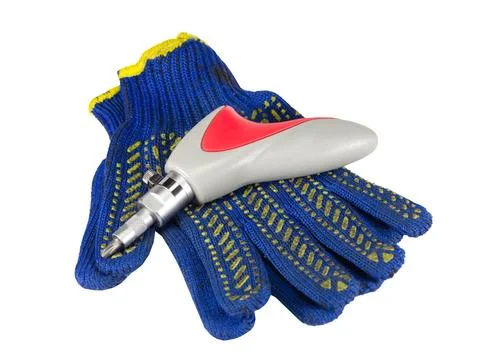 Gloves and screwdriver Stock Photos