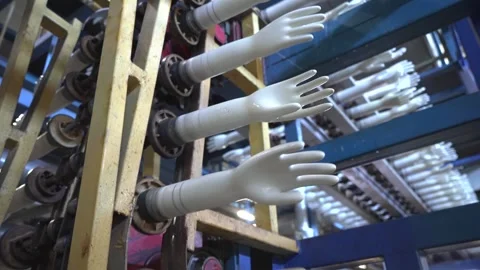 Gloves factory production workshop and mechanical equipment Video stock 296086505