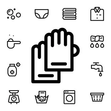 Gloves flat vector icon in laundry pack Stock Illustration