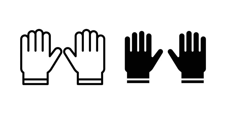 Gloves icon linear versions pack on white background Stock Illustration