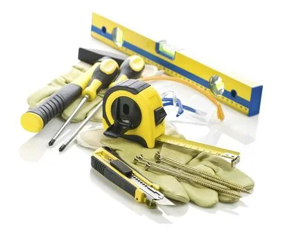 Gloves with large toolbox Stock Photos