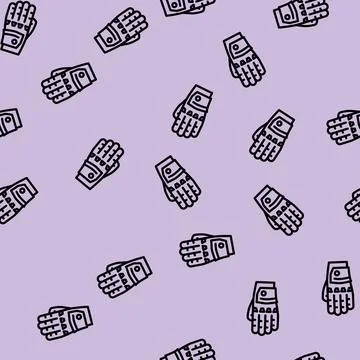 Gloves motorcycle line vector seamless pattern Stock Illustration