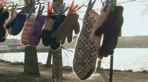 Gloves in wind Stock Footage 33787717