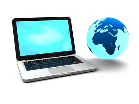 Gloving globe with laptop Stock Illustration