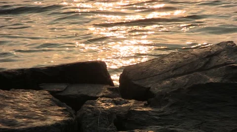 Gloving Water Behind The Rock Stock Footage 46223524