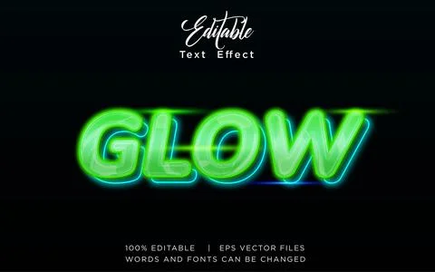 Glow 3D Editable Text Effect Vector Design Stock Illustration