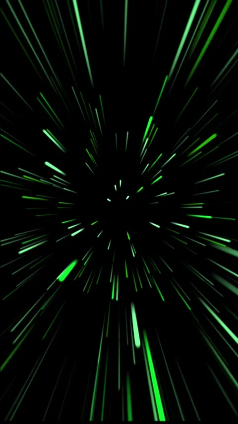 Glow 3D rendered vertical animation of green lights through space Stock Footage 303358078
