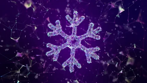 Glow 3D snowflake shape animation. Plexus point and line background. Stock Footage 221695992