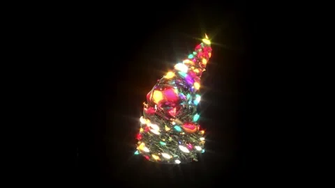 Glow Abstract abstract Christmas tree on black bg able to loop endless Stock Footage 314502053