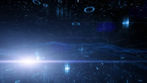 Glow binary numbers data in artistic cyber network Видео 120760082