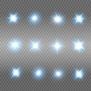 Glow blue light effect set Stock Illustration