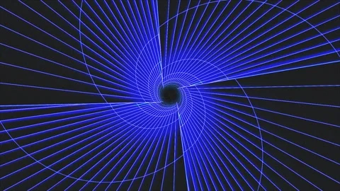 The glow of blue lines and spirals in a dark space with a hypnotic effect. Stock Footage 294951302