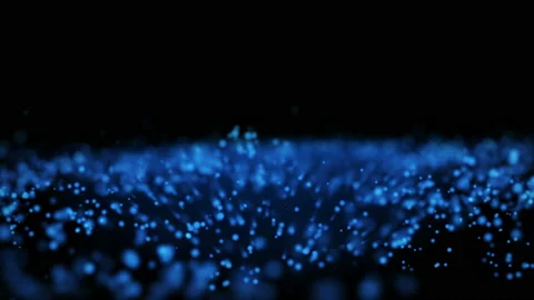 Glow blue particles on black background, Sci-fi background with depth of field Stock Footage 201599286