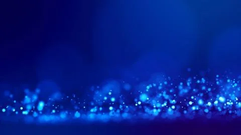 Glow blue particles on blue background are hanging in air for bright festive 스톡 일러스트