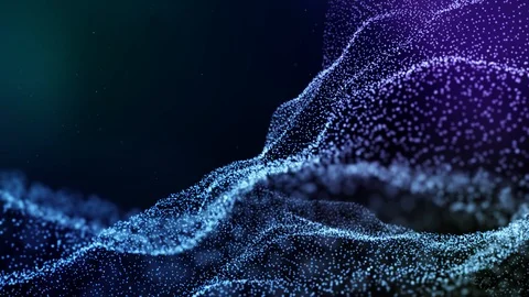 Glow blue particles form abstract forms and structures. Seamless looped. Stock Footage 109136696