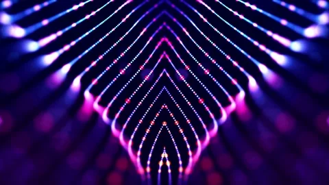 Glow blue particles form lines, symmetrical structures. 4k looped sci-fi 3d Stock Footage 133197277