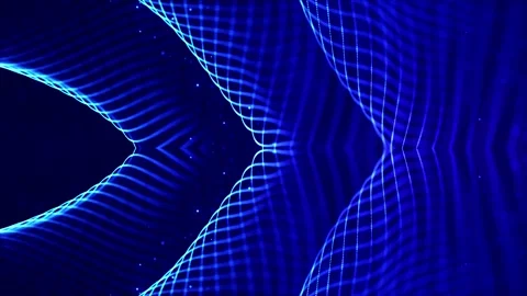 Glow blue particles form lines, symmetrical structures. 4k looped sci-fi 3d Stock Footage 133197605