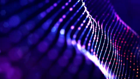 Glow blue particles form lines, surfaces, complex string structures in smooth Stock Footage 136410873