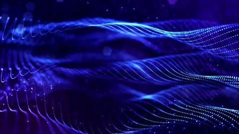 Glow blue particles form lines, surfaces, complex string structures in smooth Stock Footage 136410977