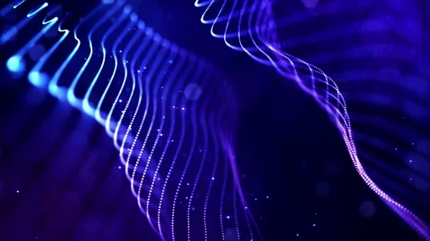 Glow blue particles form lines, surfaces, complex string structures in smooth Stock Footage 136410984