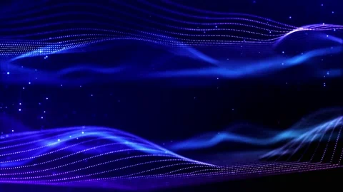 Glow blue particles form lines, surfaces, complex string structures in smooth Stock Footage 136411213