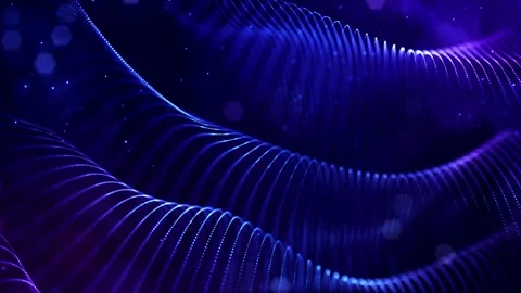 Glow blue particles form lines, surfaces, complex string structures in smooth Stock Footage 136411322