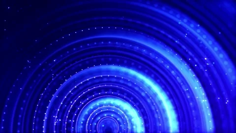 Glow blue particles form lines, surfaces, complex round structures in smooth Stock Footage 136411476