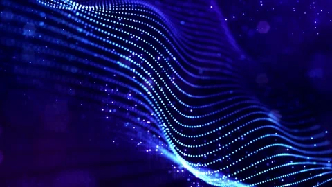 Glow blue particles form lines, surfaces, complex string structures in smooth Stock Footage 140084947