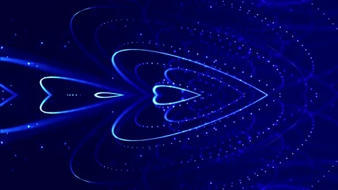 Glow blue particles form lines, symmetrical structures. 4k looped sci-fi 3d Video stock 140089579