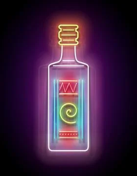 Glow bottle with Mexican tequila Stock Illustration