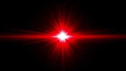 Glow bright star, red glowing light burst on a black background Stock Footage 309452781