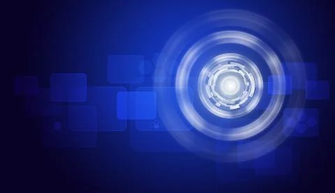 Glow circles and rectangles on blue gradient background Stock Illustration