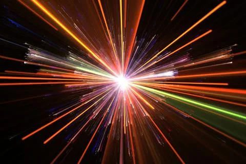 Glow color light particles explosion, illustration Illustrazione stock