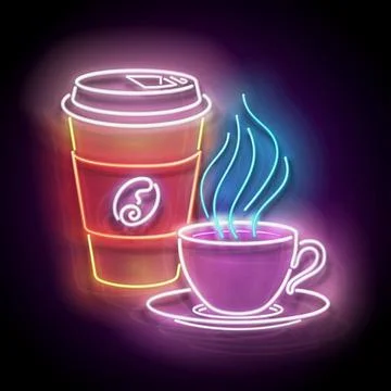 Glow Cups of Different Coffee Stock Illustration