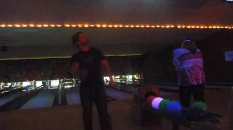 Glow in the Dark Bowling Strike Stock Footage 21424973